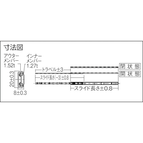 シングルスライドレ-ル200mm【C2421-20】