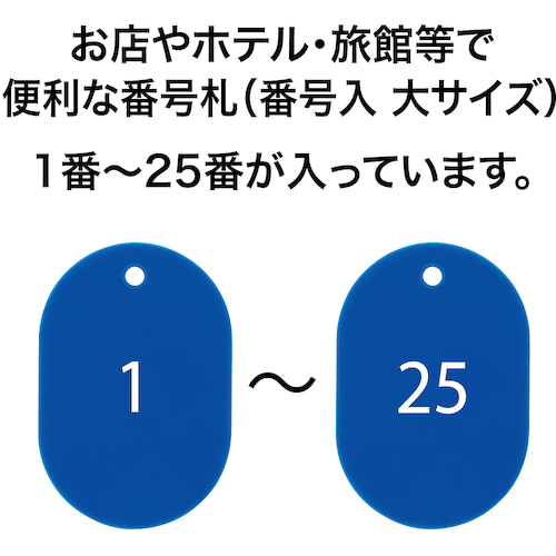 番号札 大 番号入り1〜25 青 (25枚入)【BF-50-BU】