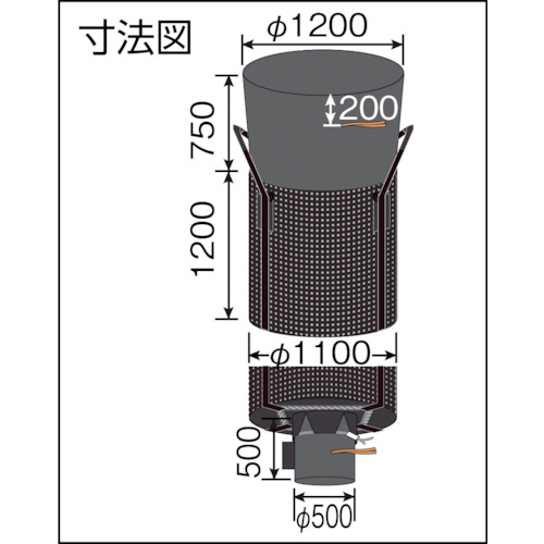 コンテナバッグ丸型 水切りタイプ 排出口付【YS-CB-1000ME】