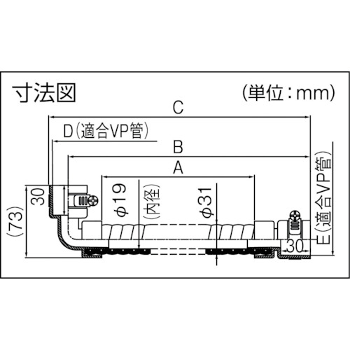 継手付き断熱ドレンホース【DSH-UP25E30S-07】