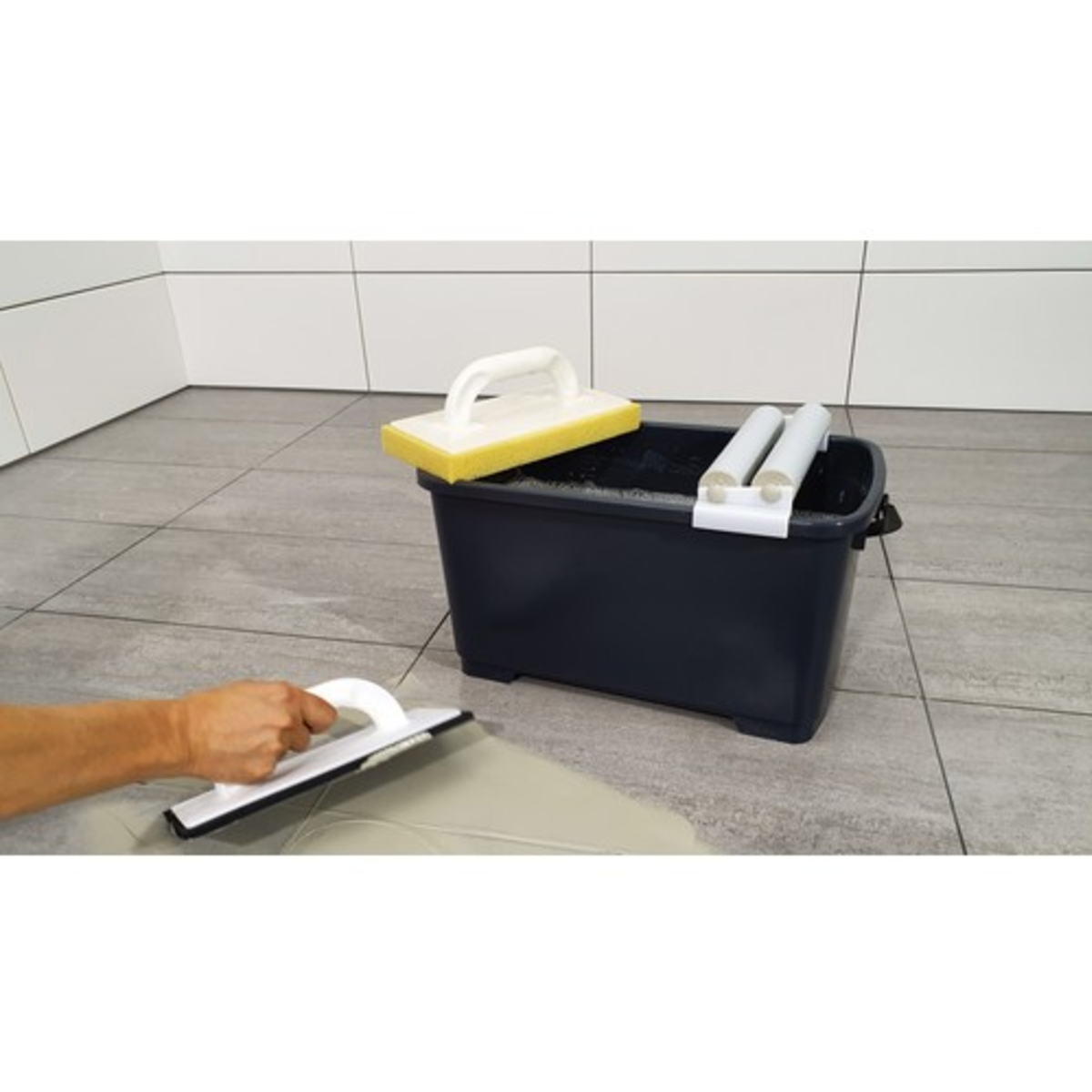 床洗浄セット バケツ22L 黒 ウォッシュフロート・塗布フロート・すすぎ【505570】