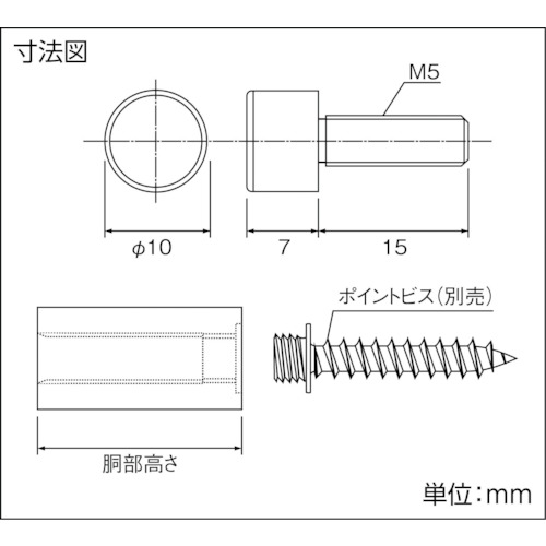 ポイントビス用サインナット平丸 Φ10-20 クローム1個入【SN-AA060】