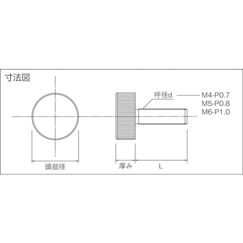 装飾平小ねじ 縦目ローレット M6 Φ10 L10 【DS-AB215】