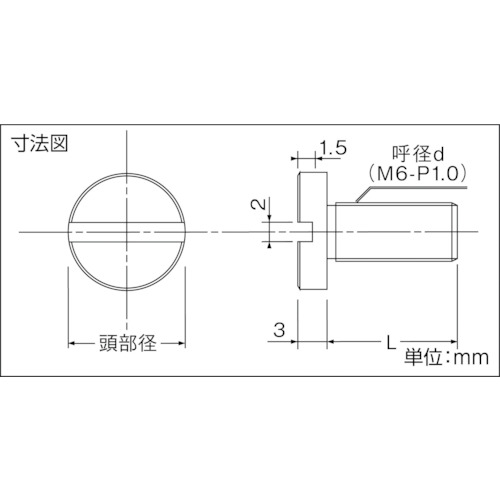 装飾平小ねじ 低頭すり割りコイン M6 Φ12 L20 【DS-AB251】