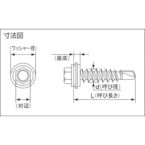 ドリルねじ六角シーリング ステン 6X50 4本入【SHH6350W-PC1】