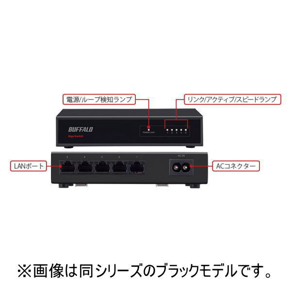 Giga対応スイッチングHub 金属筺体/電源内蔵 5ポート【LSW4-GT-5NS/WH】