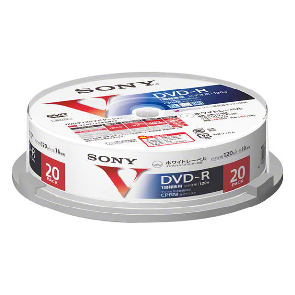 20DMR12MLPP　ビデオ用DVD-R　SONY製｜電子部品・半導体通販のマルツ　20枚パック　スピンドル
