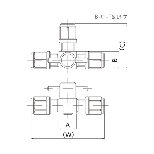 ミニチュアCTFE3方コック(チューブ接続タイプ)【B-1.6-3T】