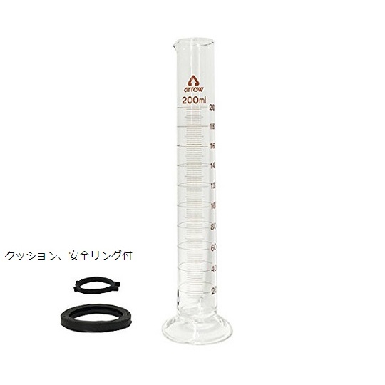 メスシリンダー200ml(硬化ガラス)【6-231-07】