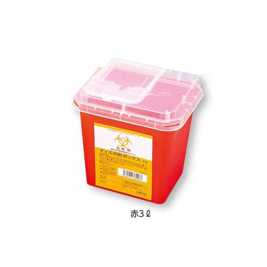 ディスポ針ボックス 赤色 3L【8-7221-42】