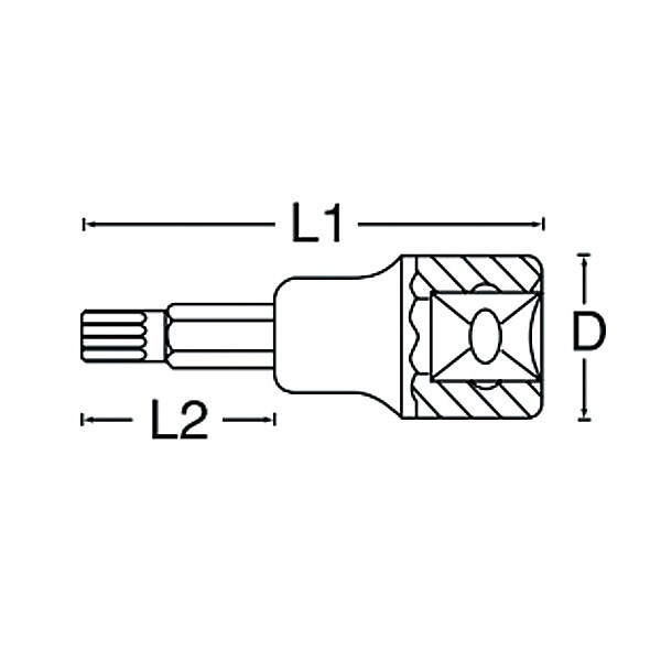 22969 3/8DR T45 ロングヘクスローブビットソケット【22969】