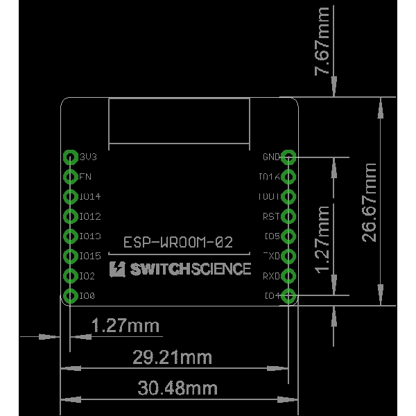 ESP-WROOM-02ピッチ変換用基板《フル版》(基板のみ)【SSCI-023627】