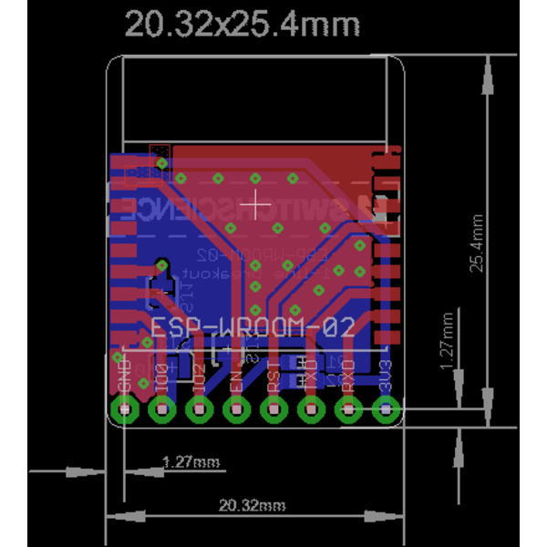 ESP-WROOM-02ピッチ変換用基板(シンプル版)【SSCI-023634】