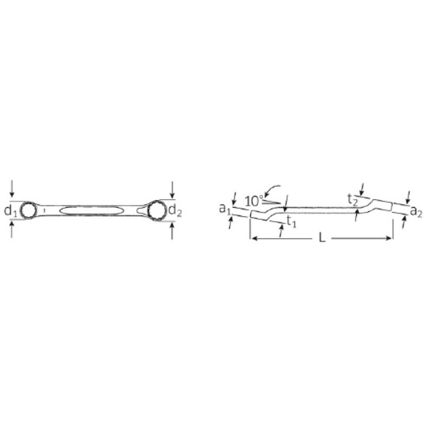 180A-1/4X5/16 メガネレンチ HPQ(41601620)【180A-1/4X5/16】