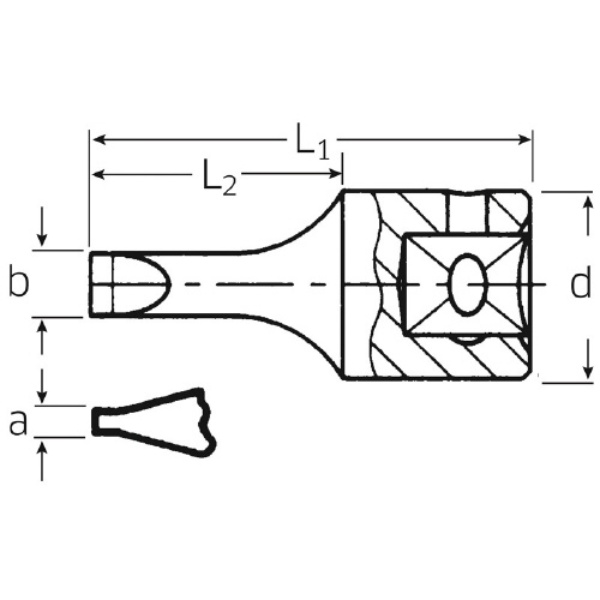 41K-0.6X3.5 1/4SQドライバーソケット(01280006)【41K-0.6X3.5】