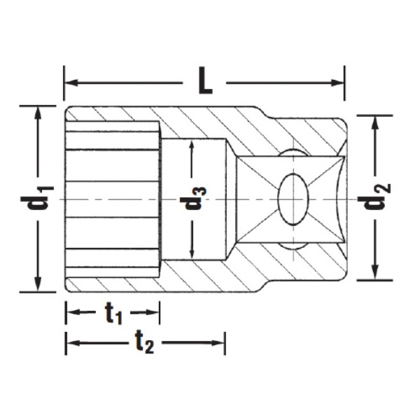 50A-1.1/16 1/2SQソケット12角(03410050)【50A-1.1/16】