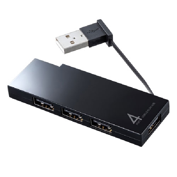 USB2.0ハブ(4ポート・ブラック)【USB-2H416BK】
