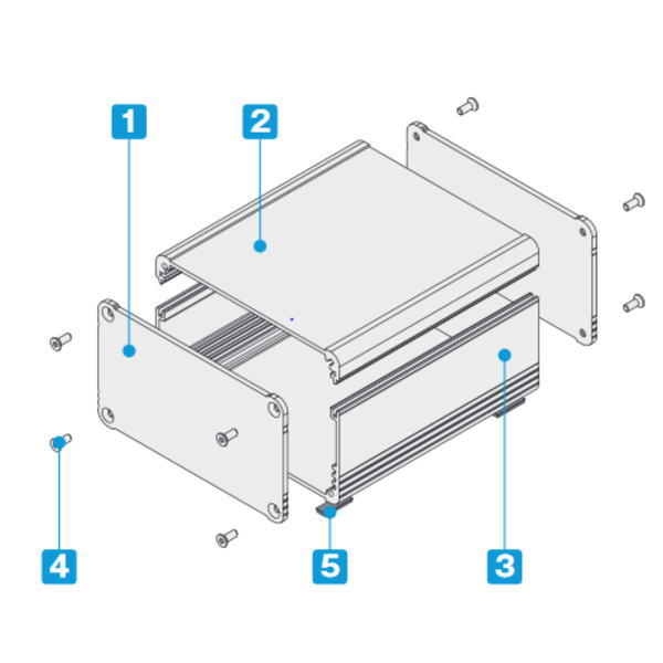 アルミ押出材ケース(シルバー/ブラック)【EX23-8-21BS】