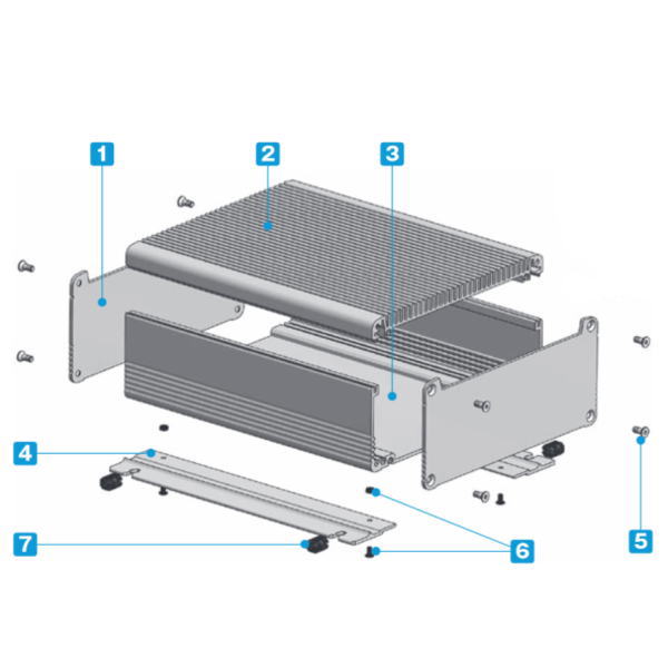 EXHF型フランジ足付ヒートシンクアルミケース(ブラック)【EXHF19-6-23BB】