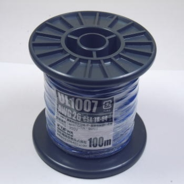 UL1007 耐熱ビニル絶縁電線 青 AWG26 100m巻【UL1007ｱｵAWG26100MR】