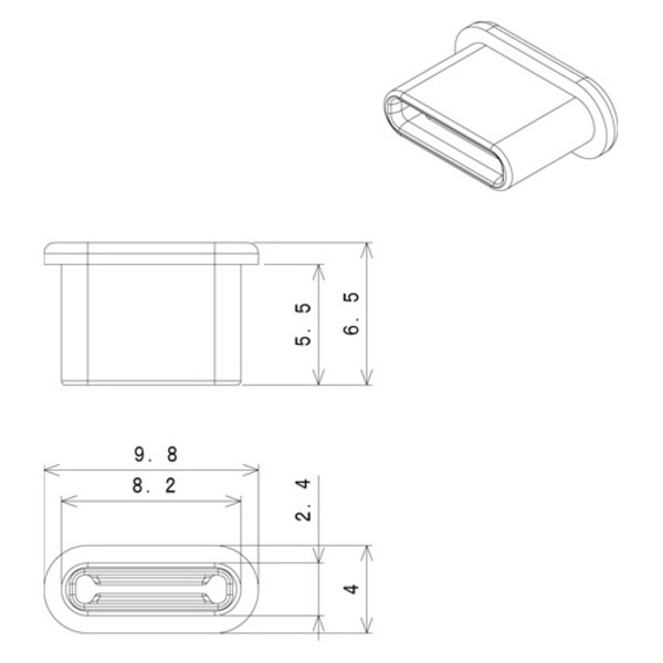 USB Type-C用(周辺機器側用)キャップ(6個入り、黒)【USB31CBCK-B0-6】
