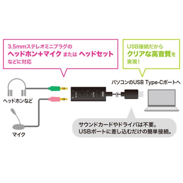 USBオーディオ変換アダプタ(Type-C)【MM-ADUSBTC1】