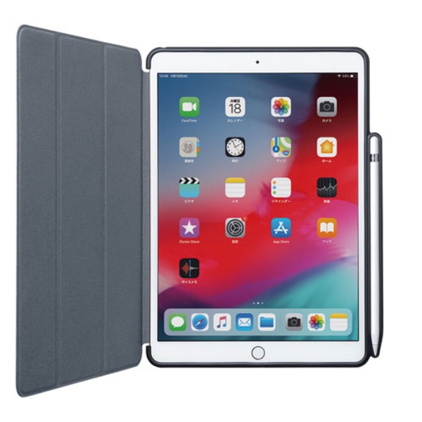 iPad Air用Apple Pencil収納ポケット付きケース(ブラック)【PDA-IPAD1514BK】