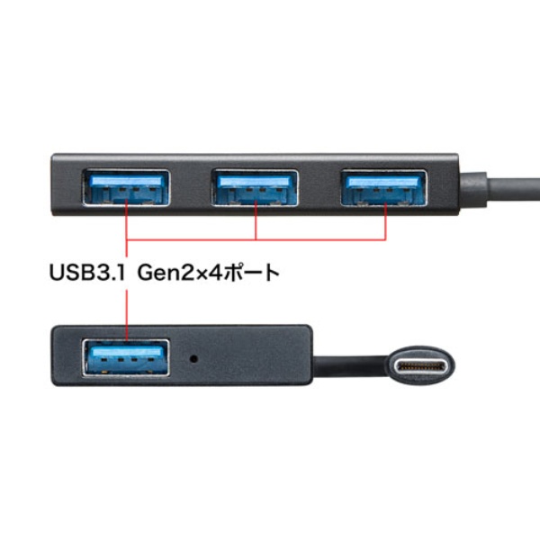 USB3.1 Gen2対応 Type-Cハブ【USB-3TCH18BK】