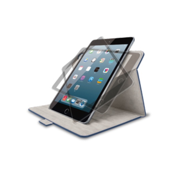 iPad mini(2019)/iPad mini 4用フラップカバー(ソフトレザー/360度回転/ネイビー)【TB-A19S360NV】