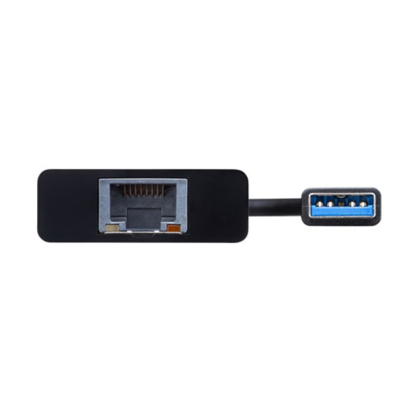 USB3.1-LAN変換アダプタ(USBハブポート付・ブラック)【USB-CVLAN3BK】