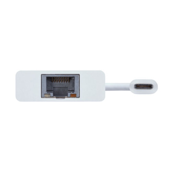 USB3.1 TypeC-LAN変換アダプタ(USBハブポート付・ホワイト)【USB-CVLAN4W】