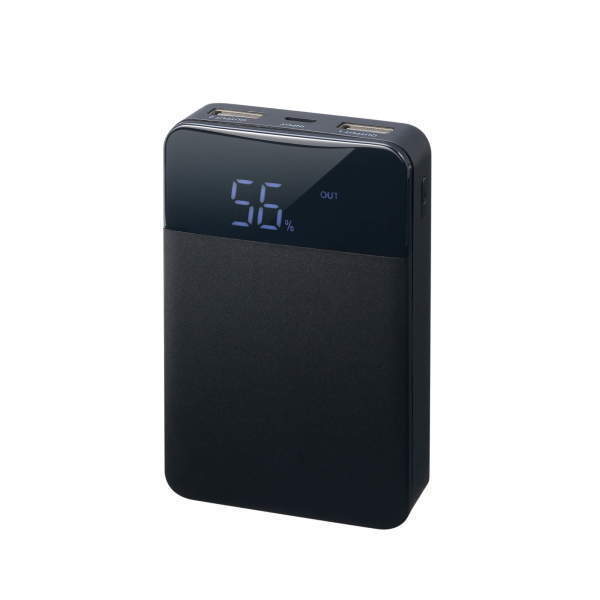 残量表示付きモバイルバッテリー(10000mAh、ブラック)【GH-BTF100-BK】