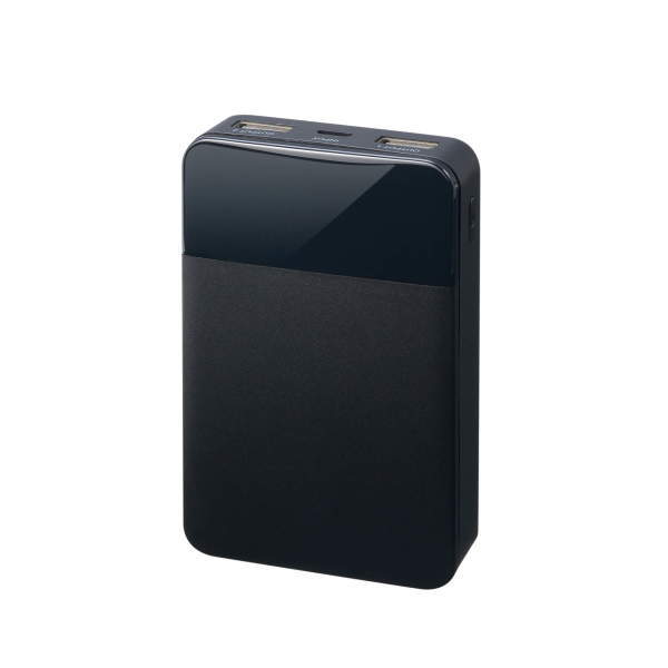 残量表示付きモバイルバッテリー(10000mAh、ブラック)【GH-BTF100-BK】