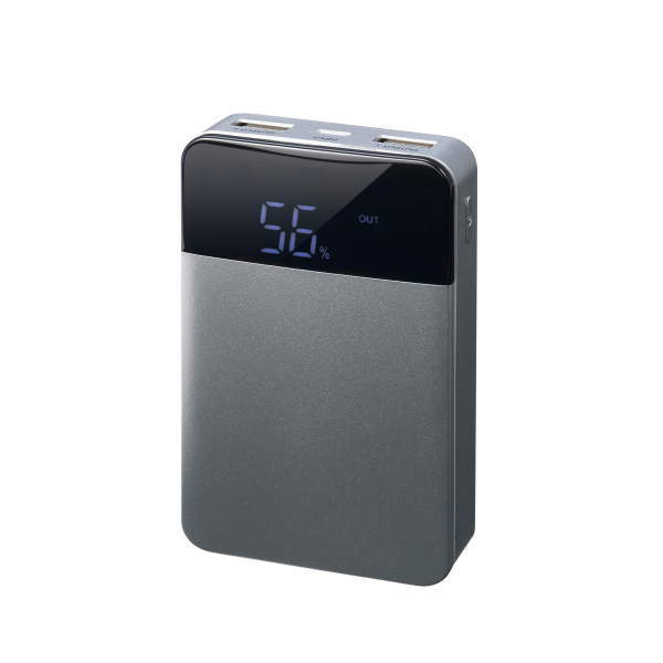 残量表示付きモバイルバッテリー(10000mAh、シルバー)【GH-BTF100-SV】