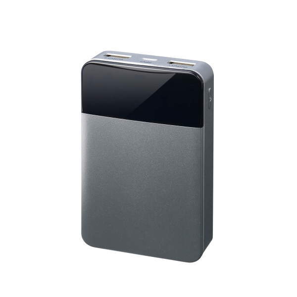 残量表示付きモバイルバッテリー(10000mAh、シルバー)【GH-BTF100-SV】