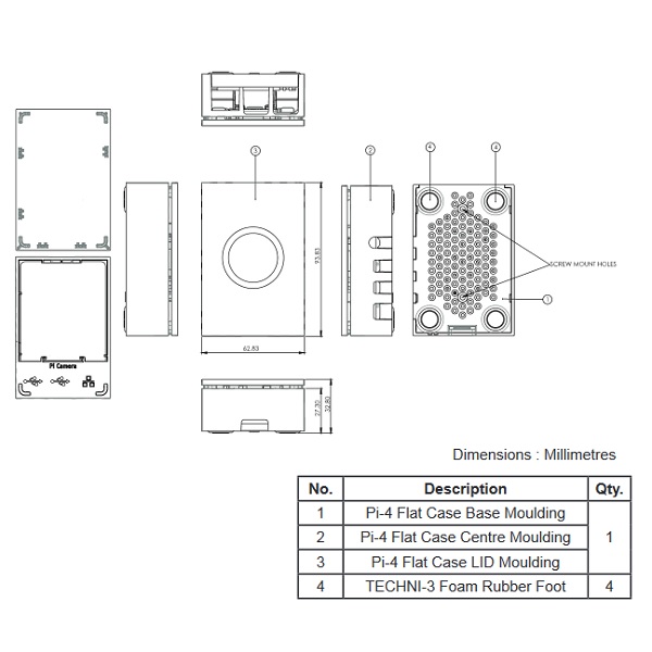 Raspberry Pi 4 Model B用ケース(ブラック)【ASM-1900136-21】