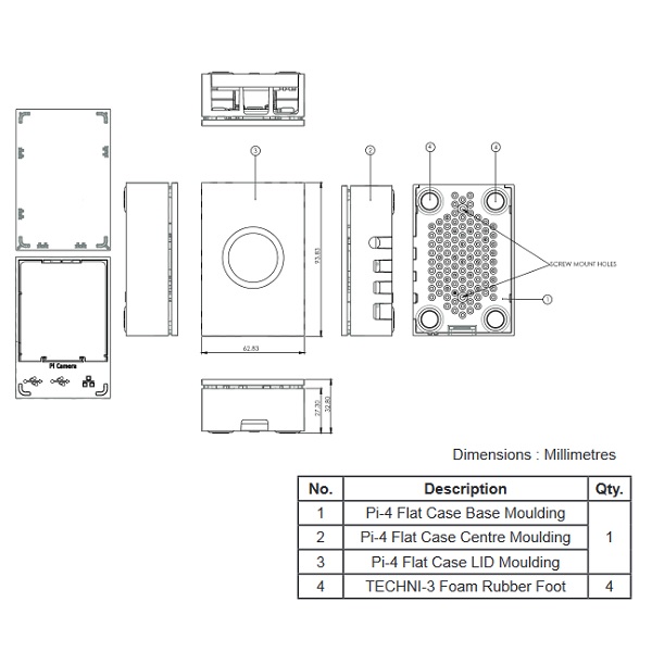 Raspberry Pi 4 Model B用ケース(レッド)【ASM-1900136-61】