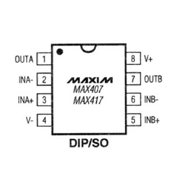 単一電源デュアルオペアンプ【MAX407ESA+】