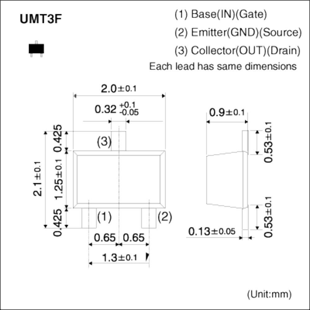 デジタルトランジスタ(NPN 100mA/50V)【DTC115EUBTL】