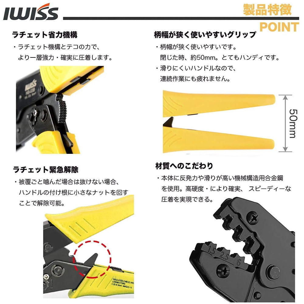 ギボシ端子用圧着工具【HS-03BC】