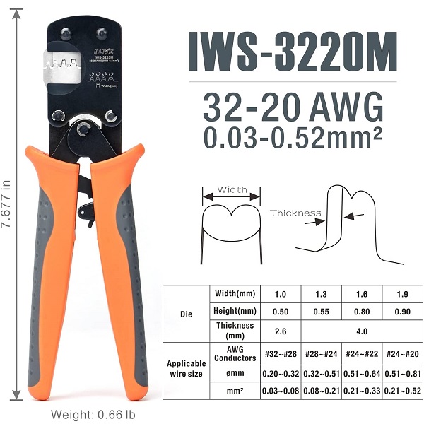 JSTコネクタ用圧着ペンチ【IWS-3220M】