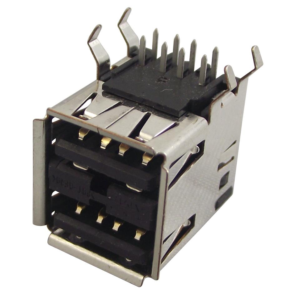 USB STACKED 2.0 TYPE A 2PORT R/A 5787617-1 AMP Connectors / TE