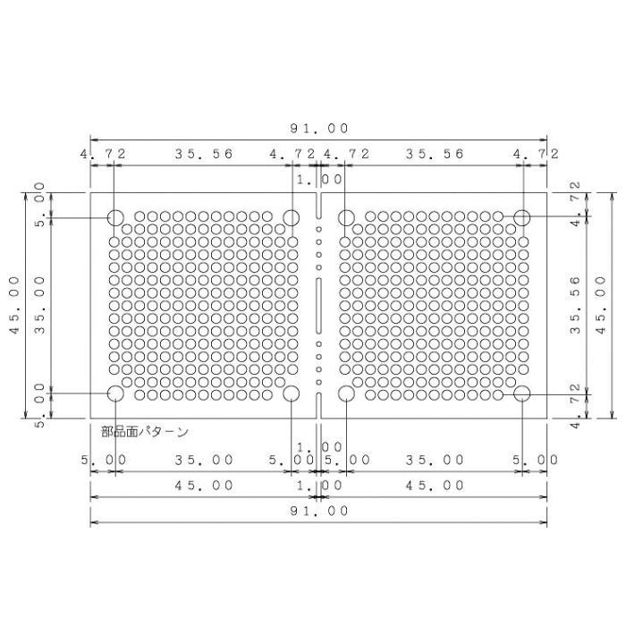 ユニバーサル基板 両面 ガラスコンポジット 45×45mm 2枚つづき【ICB-90GH】