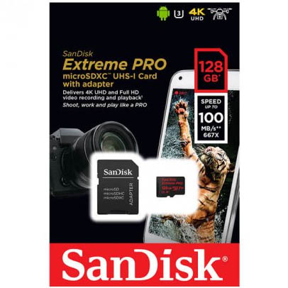 microSDXCカード 128GB Extreme UHS-I U3 Class10【SDSQXAF-128G-GN6MA】