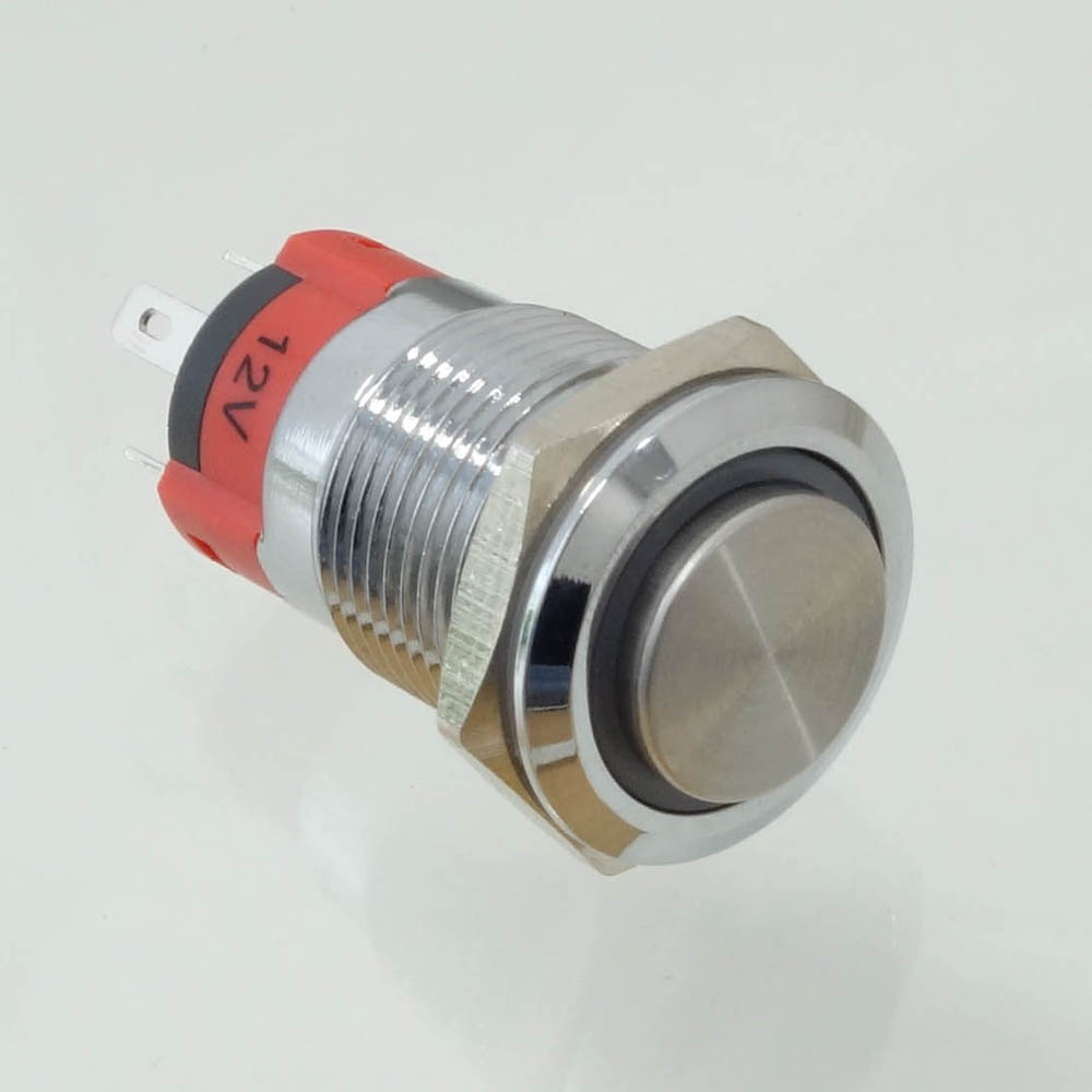 LED付オルタネイト型プッシュスイッチ(赤)【GB-PSLED-A12V-RD】