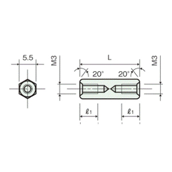 黄銅スペーサー(ミクロブラック)六角両メネジ M3 4mm【ASB-304MBE】