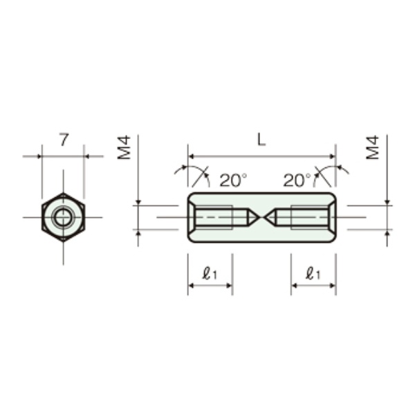 黄銅スペーサー(脱脂)六角両メネジ M4 10mm【ASB-410CE】