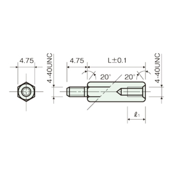 黄銅スペーサー インチネジ 六角オネジメネジ #4-40 28.57mm【BSB-4-286E】