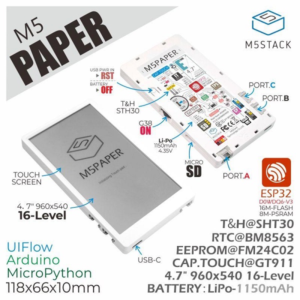 M5Paper M5STACK-K049 M5Stack製｜電子部品・半導体通販のマルツ