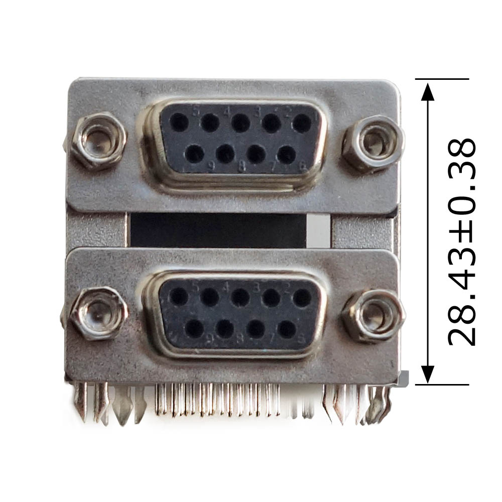 D-SUBコネクタ9Pメス(基板取付用Lタイプ 2階建て)【GB-DS9F-2FB】